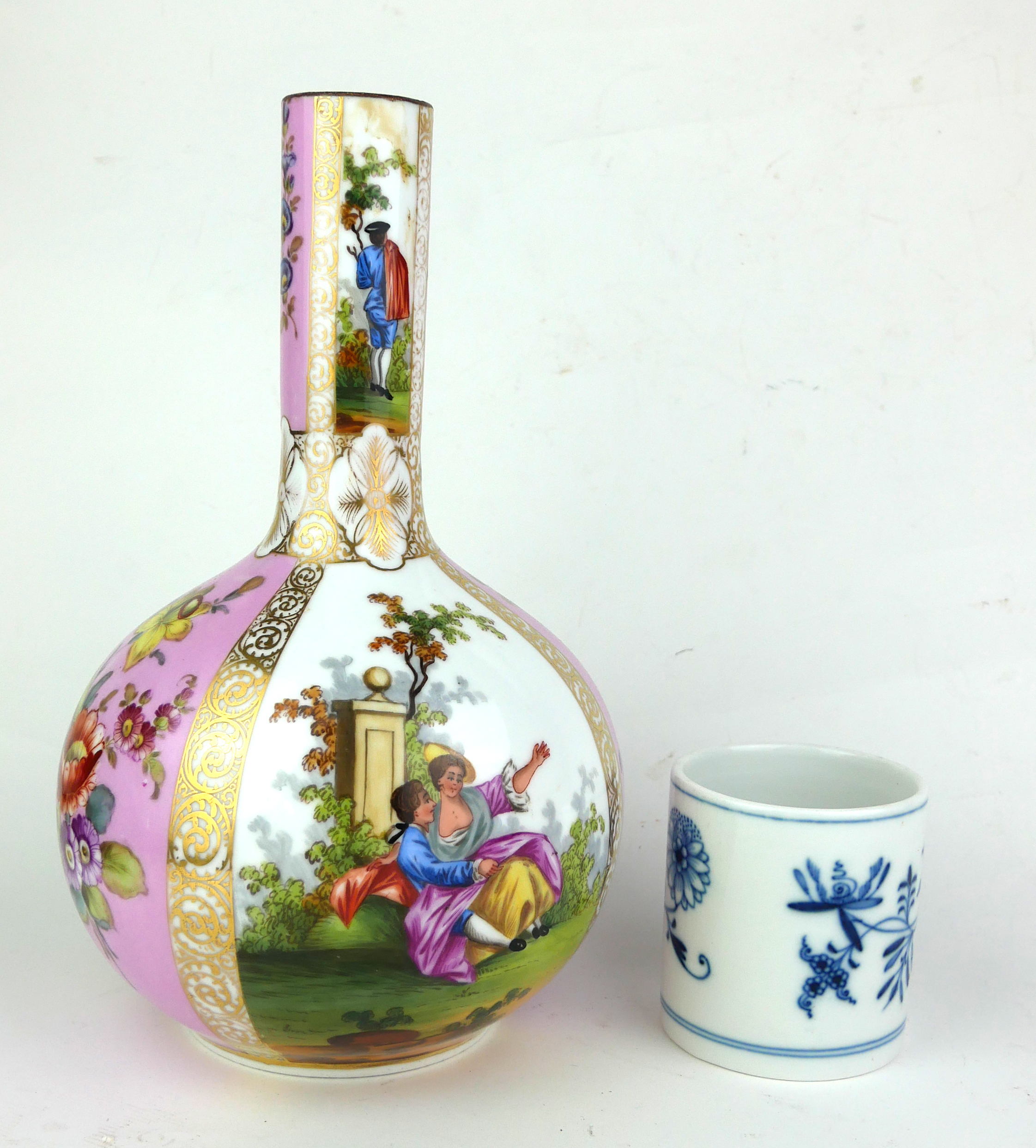 MADAME HELENA WOLFSOHN FOR DRESDEN FACTORY OF SAXONY, A 19TH CENTURY HARD PASTE PORCELAIN BOTTLE