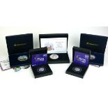 A COLLECTION OF FIVE SILVER AND ENAMEL PROOF COINS Including two 2oz coins commemorating the 2012