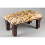 ROWLAND WARD, A RARE LATE 19TH/EARLY 20TH CENTURY TAXIDERMY TIGER SKIN FOOTSTOOL. Original brass