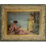 AFTER HENRY RYLAND, 1856 - 1924, CRYSTOLEUM PORTRAIT SCENE Two classical maidens with twine, in a