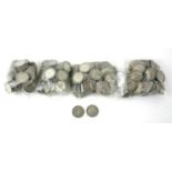 A COLLECTION OF PRE 1947 BRITISH SILVER ONE SHILLING COINS, Various dates. (approx 350 coins)