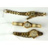 BULOVA, A 1940'S SWISS LADIES' 10CT GOLD PLATED WRISTWATCH Set with Roman numerals, reg no: L96745