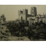 MARGARET RUDGE, 1885 - 1972, A BLACK AND WHITE ARCHITECTURAL ENGRAVING View of Durham Cathedral