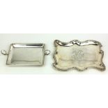 TWO CONTINENTAL SILVER SALVERS To include an Italian rectangular form tray, twin handled and