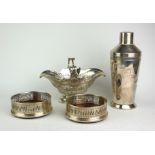 A COLLECTION OF VICTORIAN SILVER AND LATER CONTINENTAL TABLEWARE Comprising a Victorian bonbon