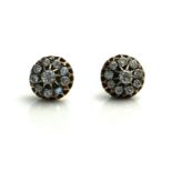 A PAIR OF 18CT GOLD AND DIAMOND CLUSTER EARRINGS The arrangement of round cut diamonds. (approx