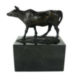 AFTER LOUIS ALBERT CARVIN, 1875 - 1951, A BRONZE FIGURE OF A COW Standing pose signed to base 'I