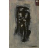 HADLOW, A MID 20TH CENTURY OIL ON BOARD ABSTRACT Shadowy figure, signed lower right, dated 1959,