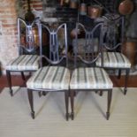 A SET OF FOUR ART NOVEAU PERIOD AND DESIGN MAHOGANY SALON CHAIRS With overstuffed upholstered seats,