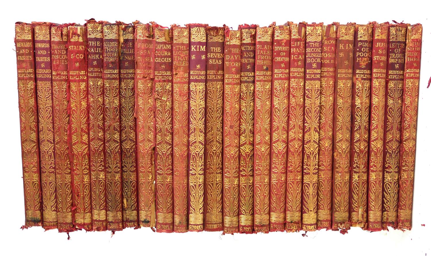 RUDYARD KIPLING, A PART SET OF EARLY 20TH CENTURY LEATHER BOUND BOOKS Twenty-four volumes, published