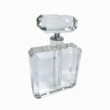 A LARGE HEAVY ART DECO STYLE CUT GLASS SCENT BOTTLE AND STOPPER In Odeon style. (16cm x 26cm)