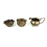 A COLLECTION OF THREE INDIAN SILVER ITEMS Comprising two sugar basins, having a scalloped edge,