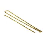 A VINTAGE 18CT BICOLOUR GOLD NECKLACE AND MATCHING BRACELET Having rectangular form links set with