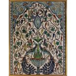 A SET OF TWELVE IZNIK STYLE POTTERY TILES Polychrome painted with flora and fauna in shades of