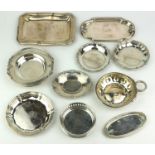 A COLLECTION OF CONTINENTAL SILVER TRINKETS Comprising a shallow bowl with serpentine handle, a