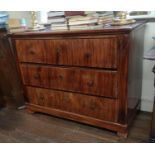 A 19TH CENTURY CONTINENTAL FAUX GRAINED CHEST OF THREE LONG DRAWERS. (117cm x 51cm x 87cm)