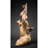 AN ABSTRACT NATURAL TEAK ROOT ORGANIC SCULPTURE. (h 58.5cm x w 34cm x d 25cm) 3.2kg.