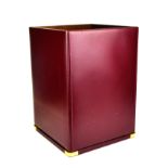 ASPREY OF LONDON, A FOUR SECTION RED LEATHER BOUND PAPER BIN. (h 31cm) Condition: generally good