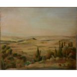 A MID CENTURY SOUTH AFRICAN OIL ON CANVAS LANDSCAPE Titled 'Hills Near Pretoria Pretoria, 1942',