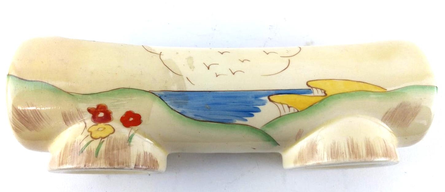 CLARICE CLIFF, AN ART DECO 'TAORMINA' POTTERY POSY RECTANGULAR HOLDER With orange pattern, marked - Image 2 of 3