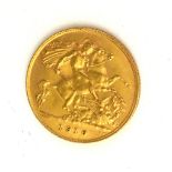 A 22CT GOLD KING EDWARD VII HALF SOVEREIGN COIN, DATED 1910 With George and Dragon to reverse.