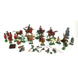 A COLLECTION OF RUSSIAN HAND PAINTED LEAD FIGURES OF SOLDIERS Along with Britons. (largest 10cm)