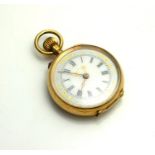 AN EARLY 20TH CENTURY 18CT GOLD LADIES' MINIATURE FOB WATCH Open face circular white dial and