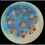 AN INDIAN PARCHIN KARI MARBLE AND SHELL INLAID CIRCULAR SALVER TRAY With floral marble and pink