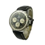 BREITLING, NAVITIMER, A VINTAGE STAINLESS STEEL GENT'S WRISTWATCH Having a Black tone dial with