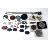 A COLLECTION OF EARLY 20TH CENTURY SILVER AND WHITE METAL ITEMS To include an Albert pocket watch