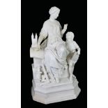 A FINE 19TH CENTURY CONTINENTAL PARIAN PORCELAIN ALLEGORIC GROUP Realistically modelled and
