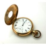 AN EARLY 20TH CENTURY GOLD PLATED DEMI HUNTER GENT'S POCKET WATCH Dial marked 'Lancashire Watch Co.,