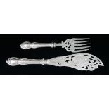 A MATCHED PAIR OF VICTORIAN SILVER FISH SERVERS The pierced blade and fork Hallmarked Roberts and