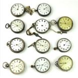 A COLLECTION OF ELEVEN EARLY 20TH CENTURY SILVER GENTS POCKET WATCHES Open face, six with key wind