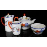 AN EARLY 20TH CENTURY STAFFORDSHIRE ALLERTONS FACTORY NOVELTY NURSERY FOUR PIECE TEA SERVICE In '