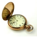 AN EARLY 20TH CENTURY AMERICAN GOLD PLATED FULL HUNTER GENT'S POCKET WATCH Marked 'Waltham' to