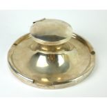 A LARGE EDWARDIAN SILVER SPHERICAL INKWELL With hinged lid and internal glass well, hallmarked A and