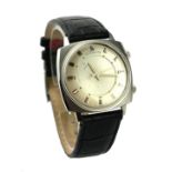 LECOULTRE, MEMOVOX, A STAINLESS STEEL GENT'S WRISTWATCH The silver tone dial with rotating inner
