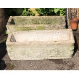 A PAIR OF RECONSTITUTED STONE PLANTERS. (20cm) Condition: good