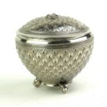AN UNUSUAL CONTINENTAL SILVER 'MEDUSA' SUGAR BOWL AND COVER With raised portrait mask to lid and