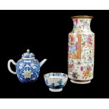 A COLLECTION OF 19TH CENTURY CHINESE PORCELAIN ITEMS To include a Canton enamel vase, a small teapot