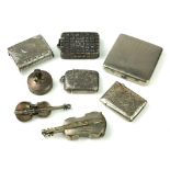 A COLLECTION VICTORIAN SILVER AND WHITE METAL TRINKETS Comprising two vesta cases, hallmarked