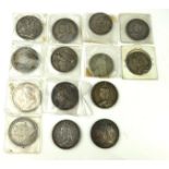 A COLLECTION OF TEN VICTORIAN SILVER CROWN COINS, DATED 1887 X2 1890 x2, 1889 x2, 1893 x2 and 1891