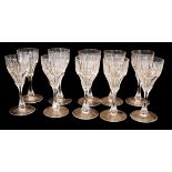 A SET OF TEN VICTORIAN CUT GLASS CORDIAL GLASSES With cut flutes to bowl and stem. (approx 13cm)