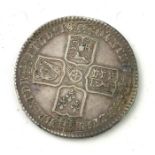 A KING GEORGE II SILVER 'LIMA' HALF CROWN COIN, DATED 1745 With four crowned shields to reverse. (