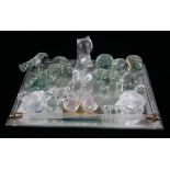 A VENETIAN GLASS TWO HANDLED TRAY Along with a collection of crystal figures, along with another.