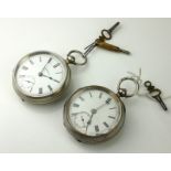TWO LATE 19TH/EARLY 20TH CENTURY SILVER GENT'S POCKET WATCHES Open face with subsidiary seconds dial
