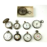 A COLLECTION OF NINE EARLY 20TH CENTURY CONTINENTAL SILVER LADIES' POCKET WATCHES To include a