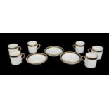 ROYAL CHELSEA, A VINTAGE PORCELAIN COFFEE SERVICE Comprising six coffee cans and saucers with gilt