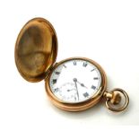 AN EARLY 20TH CENTURY SWISS GOLD PLATED FULL HUNTER GENT'S POCKET WATCH Having a subsidiary